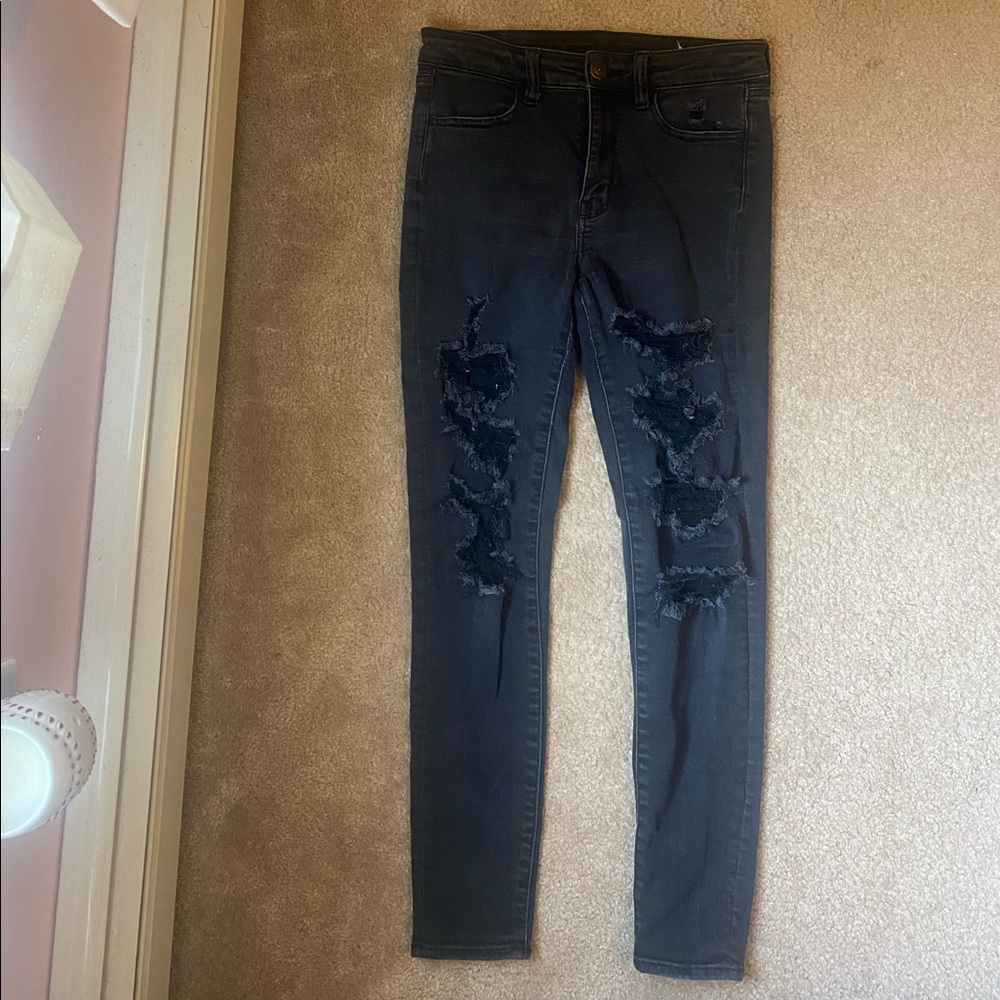 American Eagle Size 8 Regular Black Next Level Stretch Jeans